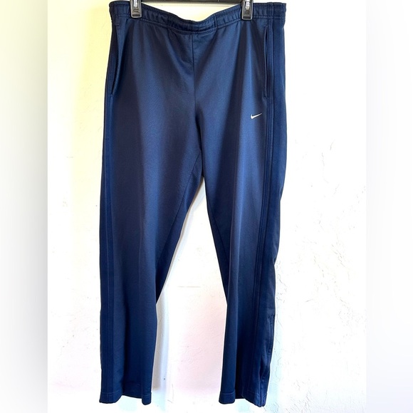 Nike Men's Navy Blue Sport Stripe Ankle Zip Athliesure Activewear Joggers Sz Lg - Picture 1 of 9